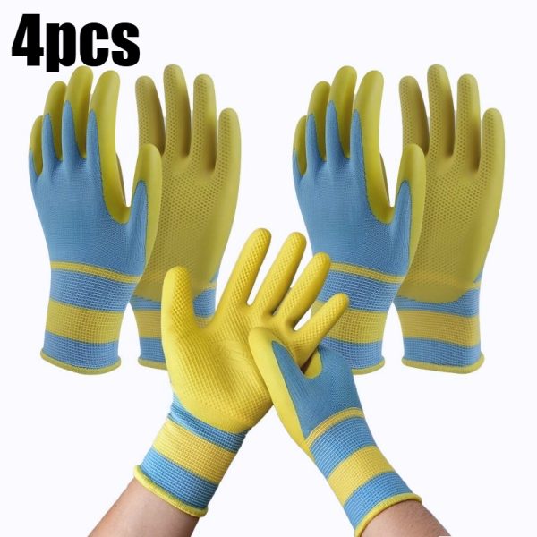 4pcs (2 Pairs) Work Anti-Slip Gloves, Labor Work Gloves, Multi-Functional Gloves, with Grid Embossing, Comfortable Air Cushion Feel, Hand Washable, Anti-Slip Grip, Suitable for Gardening, Construction, Maintenance, Etc