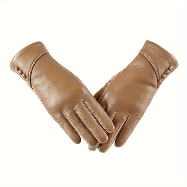 2pcs Set Women'S Genuine Leather Touch Screen Gloves - with Fleece Lining, Warm, Soft, Fashion Winter Gloves, Perfect for Cold Weather And Touchscreen Use, Casual Outdoor Gloves | Fashion Winter Wear