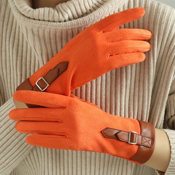 Warm And Windproof Gloves Women'S Winter Plus Velvet Warm Cold-Proof Touch Screen One Size Fits All Suitable for Women Black One Pair
